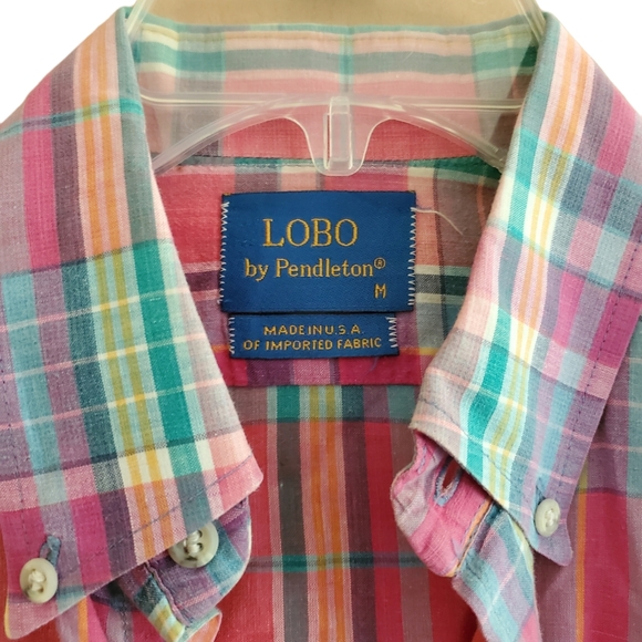 Lobo by Pendleton Collared Button Down Plaid Madras Shirt - Picture 2 of 2
